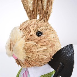 Easter Bunny Statues, Set of 2, Farmhouse Straw Bunnies, Spring Decor Statues, Pastoral Decoration, Bunny Ornaments, Bunny Couple Figurines, Ornaments Gifts, Party (style2)