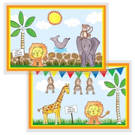 Zoo Animals Placemat for Kids by Kelly Hughes, Laminated, Made in The USA