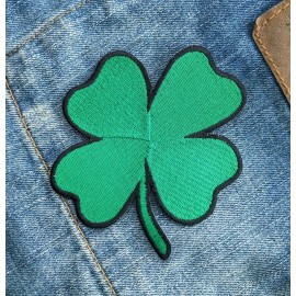 Applicable Pun Ireland Luck of The Irish Four Leaf Clover Shamrock 4 inch Iron-on Patch
