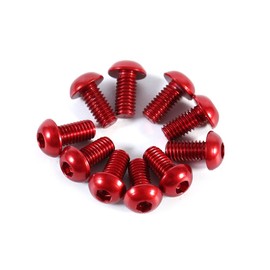 Pack of 10 M3 6-10 mm Colourful Button Round Cylinder Head Screws Aluminium Alloy Metric Hex Socket Screw (6 mm Red)