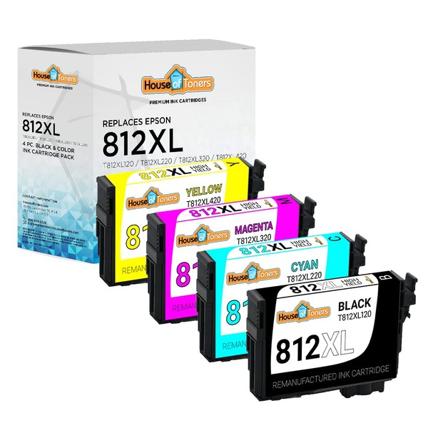 Houseoftoners Remanufactured for Epson 812XL Ink Cartridges High Yield Replacement