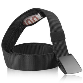 Money Belt- Travel Security Money Belt with Secret Compartment, Anti-Theft Nylon Hidden Money Pouch with Zinc Alloy Buckle for Dad Boyfriend Men, Business Travel Daily