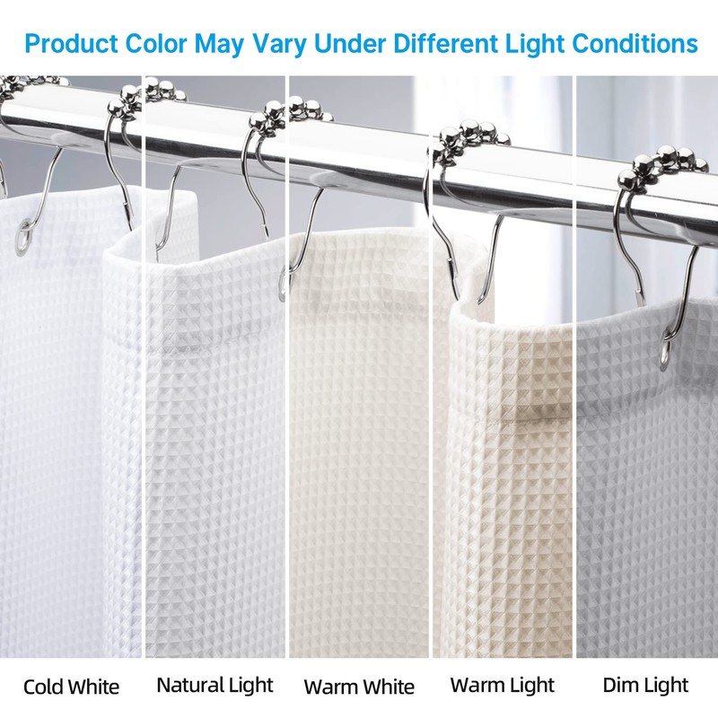 AmazerBath White Waffle Shower Curtain, 36x72 Inches, Fabric Stall Curtain