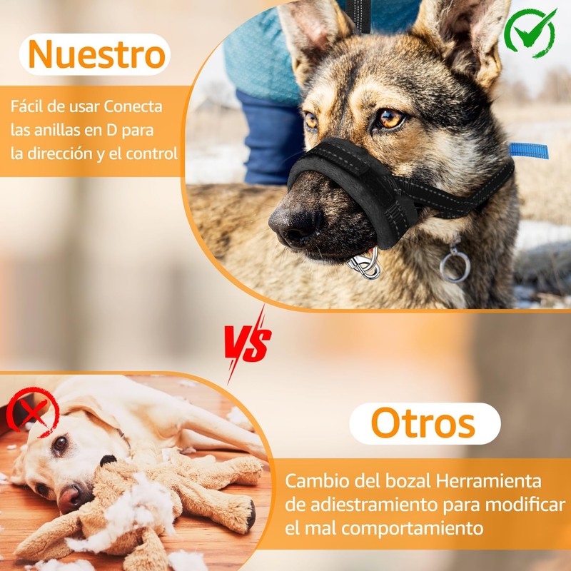 SlowTon Bozal para Perro Grande, Transpirable con Correa Conexión Ajustable