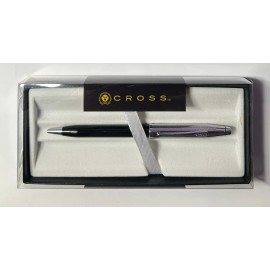 Cross Century II Diamond Pattern Chrome and Black Lacquer Ball Pen (AT0082WG-91)