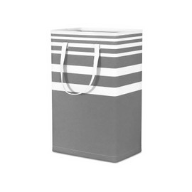 Collapsible Laundry Hamper Bag with Wooden Handles – 75L/20Gal Large Capacity, Waterproof Oxford Cloth Storage Basket, Freestanding No Wire Frame, Ideal for Dorm, Bedroom, Bathroom (Grey)
