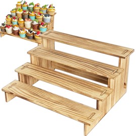 MJFAJAZF 4 Tier Wooden Cupcake Stand for 50 Cupcakes - Rustic Cupcake Holder Stand for Wedding, Birthday, Party Display