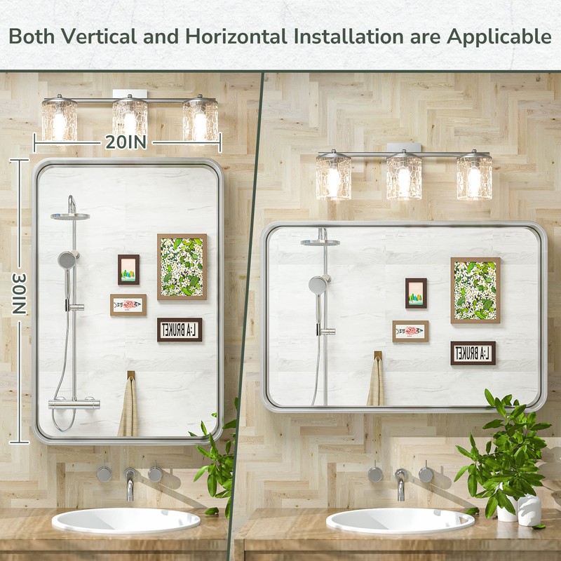 TokeShimi 20 x 30 Inch Silver Bathroom Wall Mirror Vanity