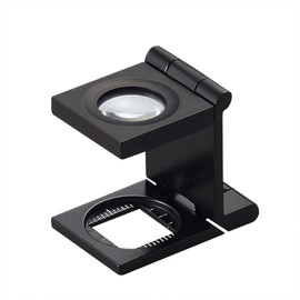 虫眼鏡 リネンテスター 7520 9倍 15mm ブラック ミリ&インチの白メモリ 測量 検査用 ルーペ