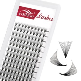 Volume Eyelashes, Pre-Fanned 16D Prefabricated Russian Eyelash Extension Volume Bouquet, 0.07 C Curl, 8-14 mm Mix, Short Handle, Natural Volume Eyelashes (16D-0.07-C-(8-14)