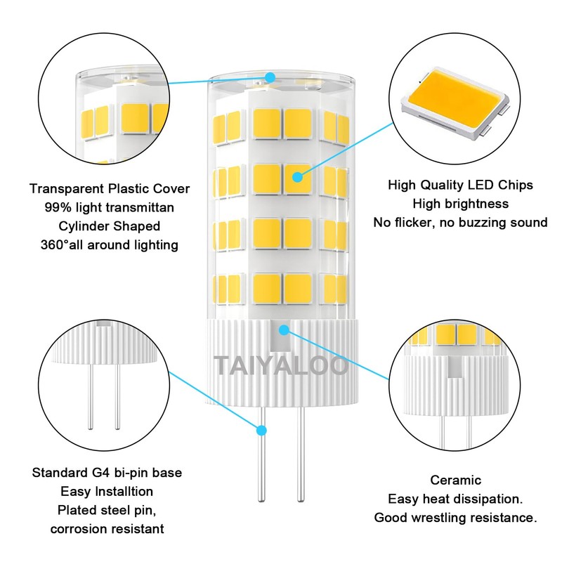 TAIYALOO G4 LED Bulb 5W 4000K Natural White 12V AC/DC