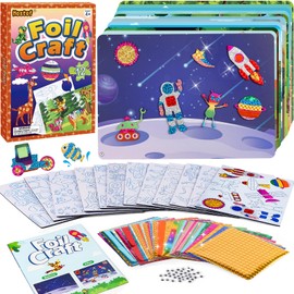 Mostof DIY Färben Aufkleber Kinder Bastelsets, Glitzer Transferfolie Handwerk Kits, Geschenke für Jungen Mädchen Alter 4-9(12-Thema)