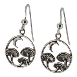 Touch Jewellery 925 Sterling Silver Mushrooms and Moon Drop Earrings