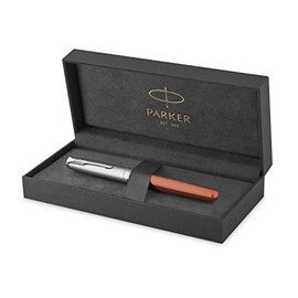 Parker Sonnet Essentials Fountain Pen, Metal and Orange Lacquer with Palladium Trim, Stainless Steel, Medium Nib, Gift Box