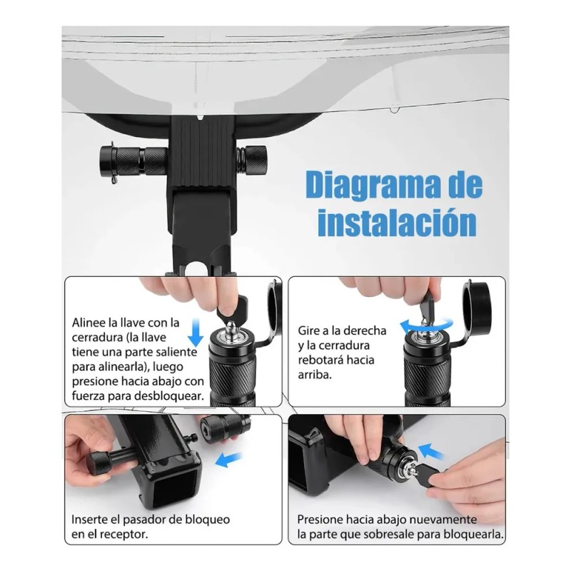 Perno Candado Para Tirón Remolque Lengüeta Con Llave Blanco
