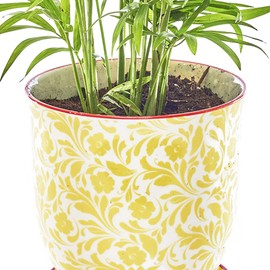 CHIVE Macetas de cerámica para suculentas 'Liberte' — Bonitas macetas de estilo clásico de granja de 4.25 pulgadas para plantas de interior — Hermosa decoración para el hogar y la cocina — Hojas amarillas