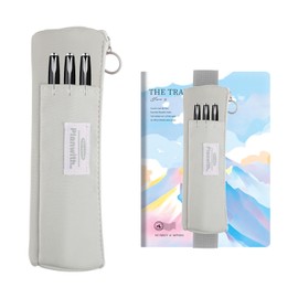 Shpucise Pen Holder for Notebook,Pen Pouch with Adjustable Elastic Band,Small Pen Holder with Zipper and Adjustable Elastic Band,Pen Case Book Pouch for Journals Notebook Books (Grey)