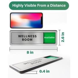 Bathroom Sliding Door Signs, Restroom Signs for Business Vacant Occupied Restroom Sign In Use/Available Slider Sign for Home Office Or Public Bathroom Door, Brushed Silver Stainless Steel