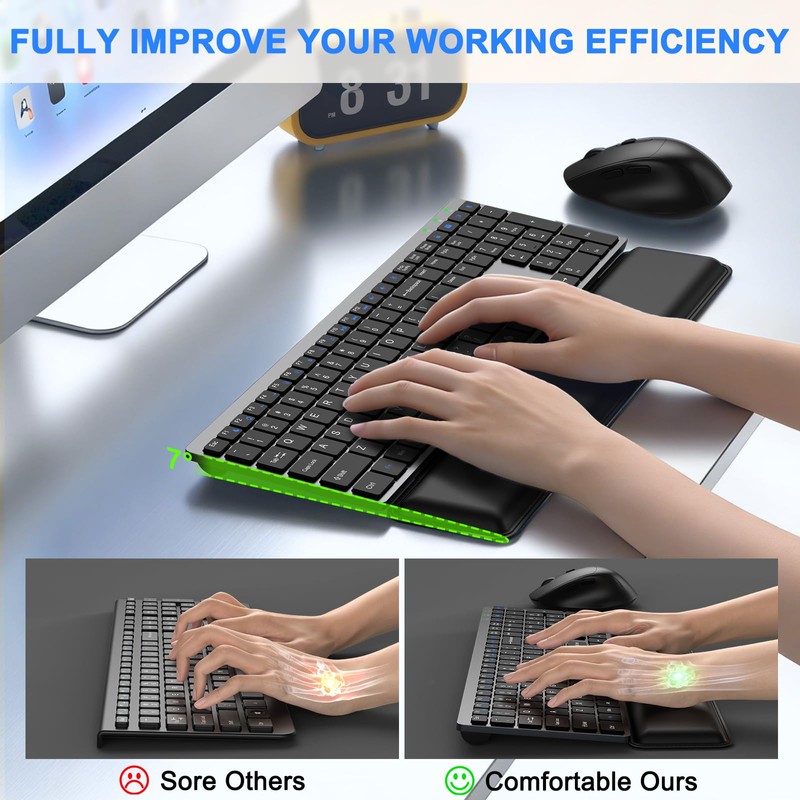 Wireless Keyboard and Mouse Combo, Full Size Silent Ultra Thin