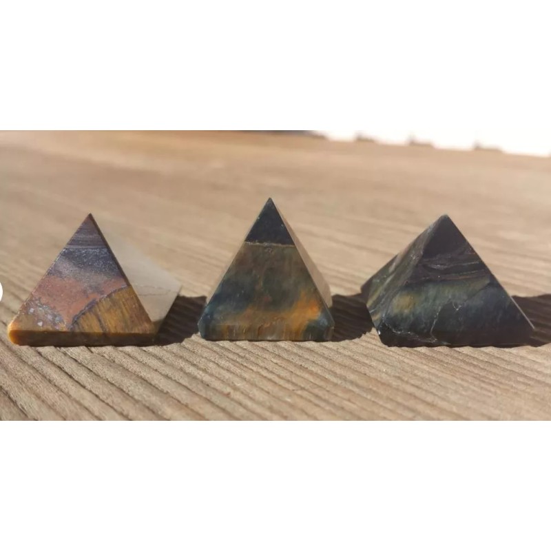 NATURAL BLUE TIGER EYE SMALL GEMSTONE PYRAMID 20-22mm
