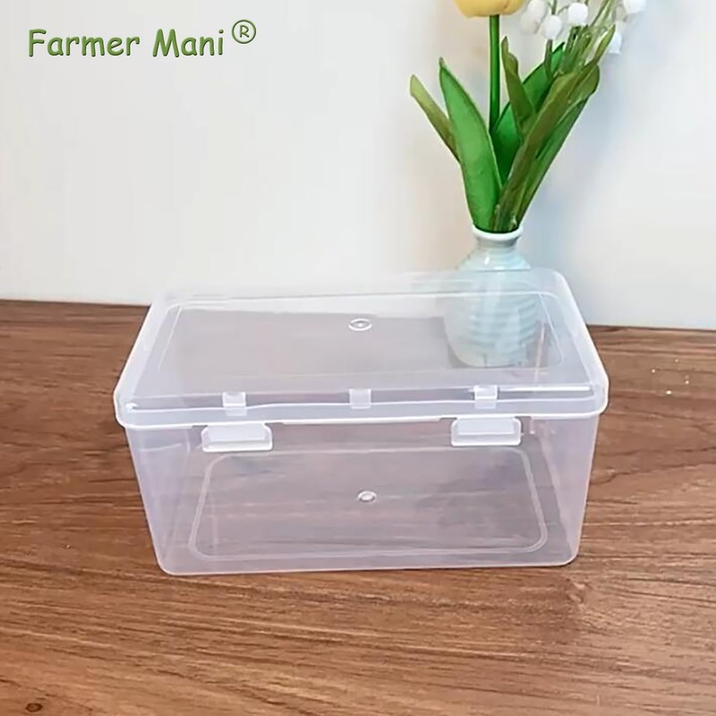 2Pack Rectangular Clear Plastic Box Containers with Buckle Lids,Rectangular Containers
