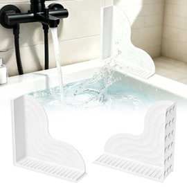 HJUHBDJ 2 Pc All-Silicone Shower Splash Guard with Suction Cups, White