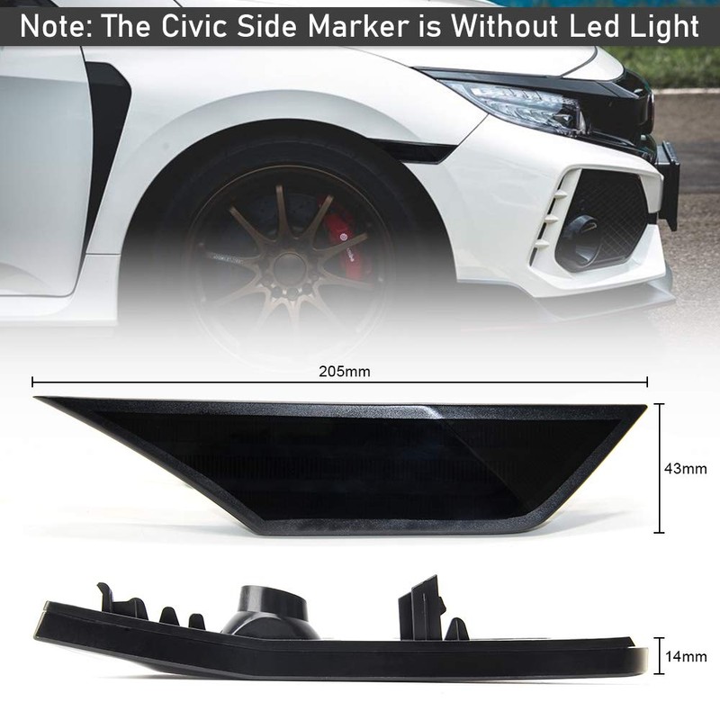 Civic Side Marker Kit Clear Lens Compatible with 2016-up Honda