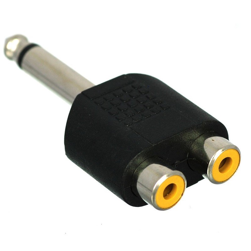 CESS 6.35mm Mono Male to Dual RCA Female Splitter Adapter,