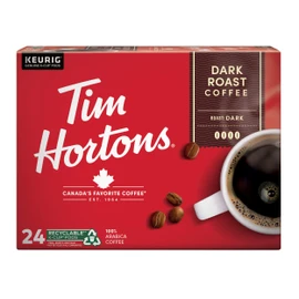 Tim Hortons Dark Roast Coffee, Single-Serve K-Cup Pods Compatible with Keurig Brewers, 24ct K-Cups