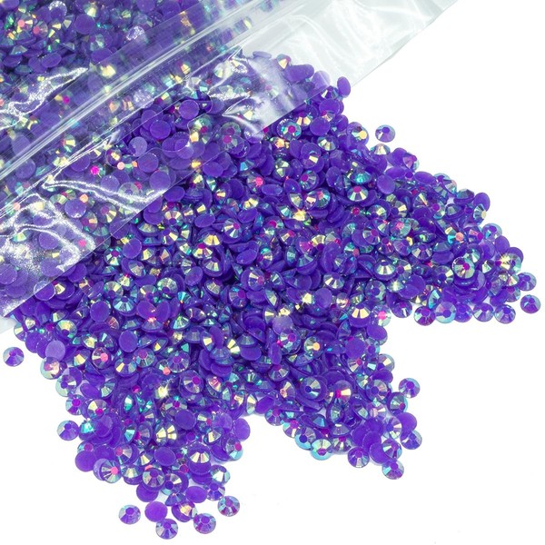 qiipii 5000PCS 4mm Dark Purple AB Resin Rhinestones for Crafts