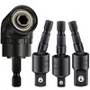 Impact Grade Driver Sockets Adapter Extension Set Drill Bit 3Pcs 1/4 3/8 1/2" 360°Rotatable Universal Socket Adapter Set+Right Angle Drill 105°Right Angle Screwdriver set Drill Hex Bit Socket Adapte
