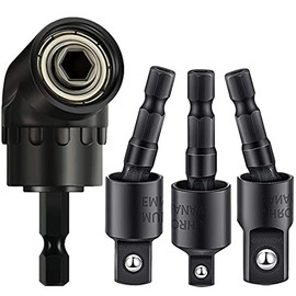 Impact Grade Driver Sockets Adapter Extension Set Drill Bit 3Pcs 1/4 3/8 1/2" 360°Rotatable Universal Socket Adapter Set+Right Angle Drill 105°Right Angle Screwdriver set Drill Hex Bit Socket Adapte