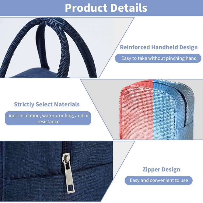 Lunch Bag Waterproof Insulated Lunch Tote Reusable Cooler Lunch Box