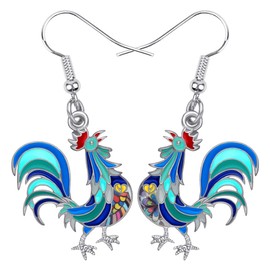 BONSNY Cute Enamel Dangle Anime Chicken Rooster Earrings for Women Jewelry Novelty Funny Charms