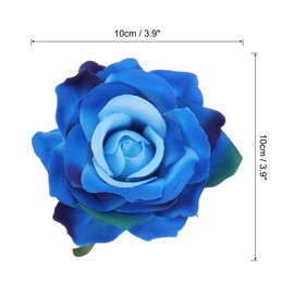 QUARKZMAN Pack of 5 Rose Hair Clips Flower 4 Inch Hair Clip Women's Multicoloured Hair Pins Flowers Hair Accessories for Girls Dancer Party Wedding Beach Colourful Blue