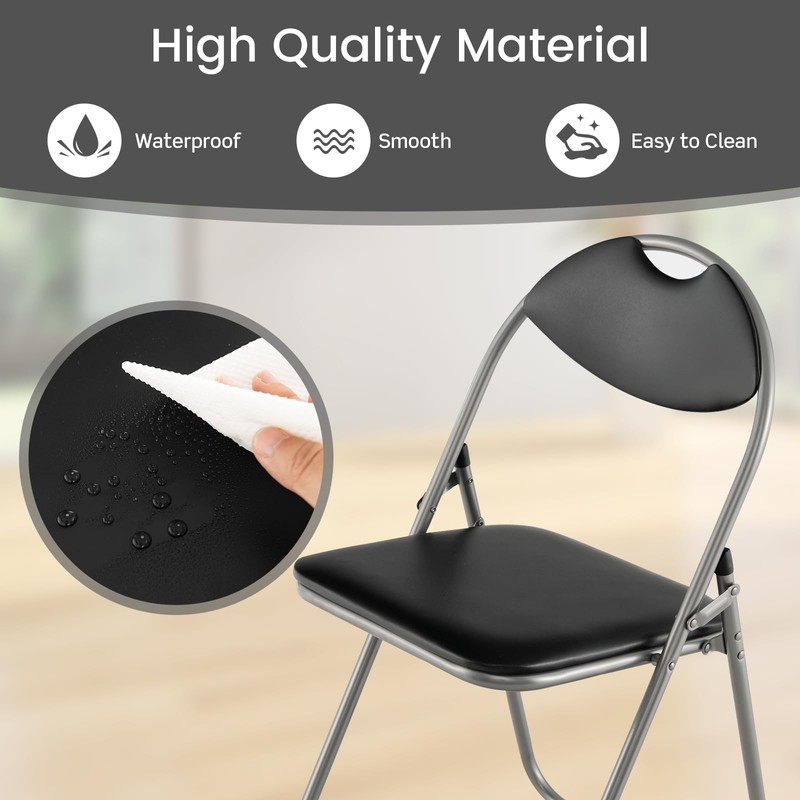 POWERSTONE Folding Chairs 6 Pack 300-Pound Capacity, Sturdy Metal Foldable