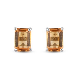 TJC Citrine Stud Earrings for Women in Platinum Plated 925 Sterling Silver for Girlfriend/Wife/Mother with Sterling Silver Gift for Ladies Women Girls and Mother
