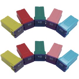 Marvexi 10Pcs 5-Style Tall Profile JCASE Fuse, 20/30/40/50/60 Amp Automotive Fuse Kit Tall Profile Fuses, Compact Fuses for Trucks/Cars and SUVs(Tall)