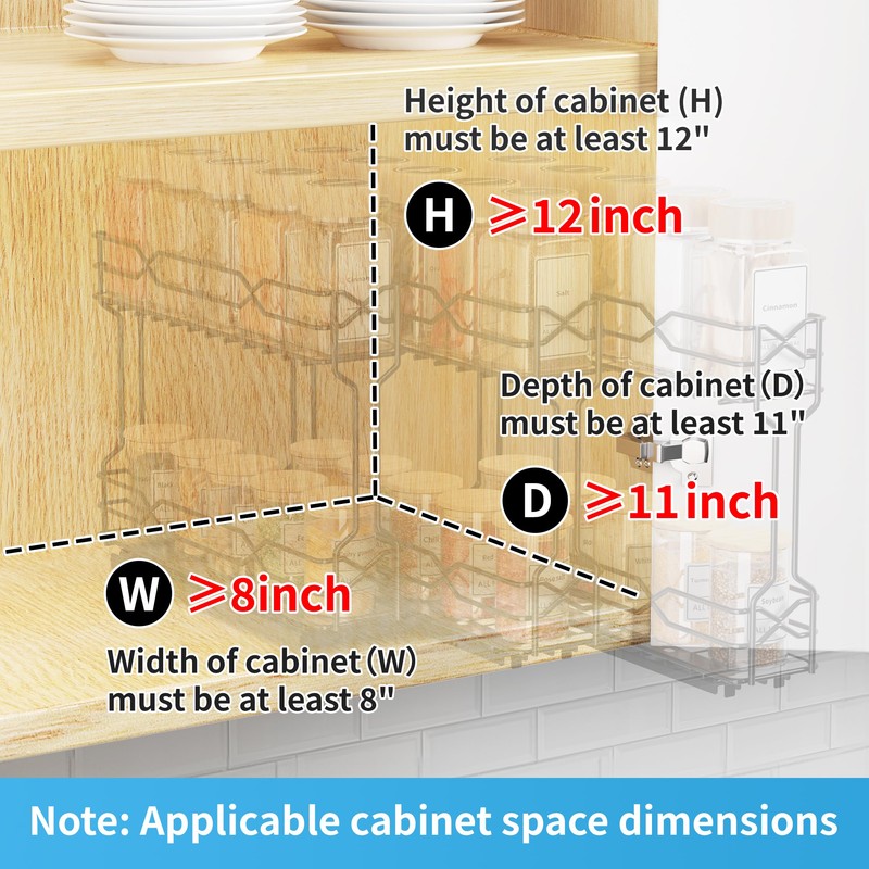 BOIVSHI Pull Out Spice Rack - Heavy Duty Vertical Spice