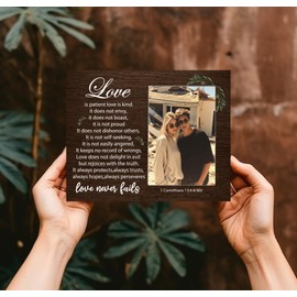 Love is Patient Love is Kind Picture Frame Gifts for Couple, Wedding Photo Frame, Bible Gifts for Anniversary, Engagement, 4x6 inch Photo