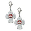 CatholicStore 4-Way Clip On Charm with Red Enamel, Rhodium Finish,