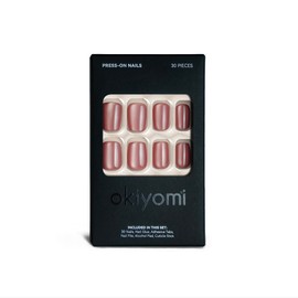 Okiyomi Pink Press on Nails - Dusky Rose Pink Cat Eye Press on Nails | Magnetic Sunset Rose Shimmer - Short Ballerina Squoval Shape - 15 Sizes - 30 Soft Gel Fake Nails with Glue and Stick On Tabs