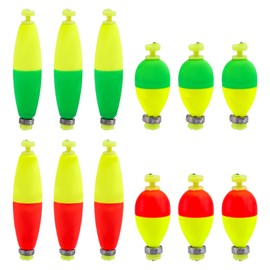 BOXOB 12pcs Fishing Bobbers Floats, EVA Snap on Weighted Foam Bobbers for Fishing Panfish Bass Bluegill Crappie (Oval Shape, Cigar Shape)