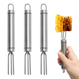 3 Pcs Corn on The Cob Holders, Sweetcorn Forks Extended, Corn on The Cob Skewers Stainless Steel for Ddaily Meals Barbecues Parties Picnics