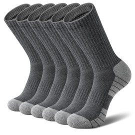 ZANZER 6 Pairs Cotton Cushioned Crew Running Socks for Men/Women - Breathable Moisture-Wicking Athletic Work Calf Socks with Arch Support for Running Sports Training Hiking Gym Tennis