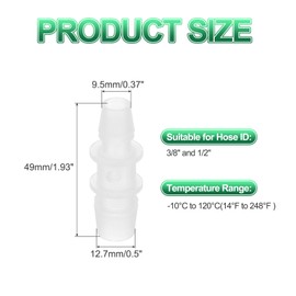 PATIKIL Hose Barb Reducer, 6 Pcs 1/2" to 3/8" Hose ID Connectors Joint Plastic Pipe Fitting Splicer Mender Union Adapter for Air Water Fuel Gas Aquarium, White