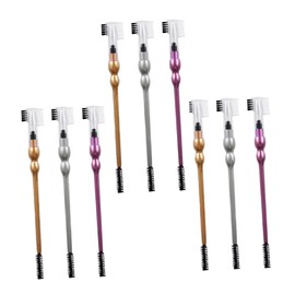 Mikinona 9pcs Eyelash and Eyebrow Makeup Brush Dual-headed Eyelash Comb Eye Shadow Applicator and Eyebrow Grooming Tool for Daily Use and Sharing Friends Gold Silver