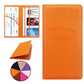 Miunice Car Registration and Insurance Holder, Premium Pu Leather Vehicle Glove Box Organizer - for Driver License, Cards & Essential Documents (L-Orange)