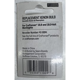 Craftsman Replacement XENON BULB 11009 for 16.8V 18V Work lights 5 Pack