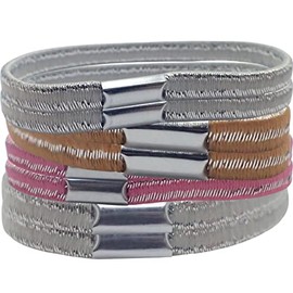 Topkids Accessories 8pc Pattern Hair Bobbles for Girls and Women, Hair Ties, Hair Elastic Bands Hair Accessories for Women, Elastic Hair Bands for Women, Rubber Bands for hair (Metallic Brown)